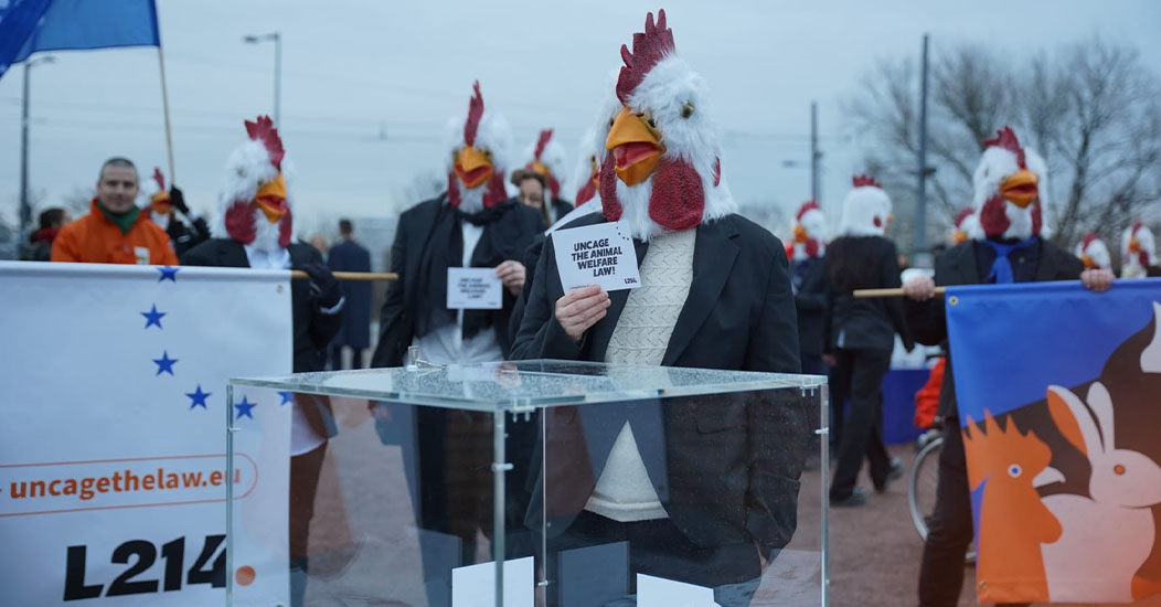 Action L214 devant le Parlement européen à Strasbourg